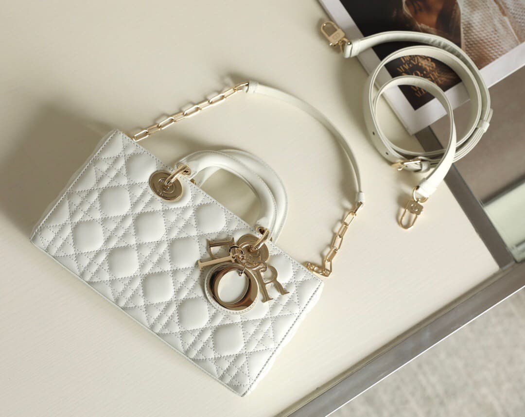 TÚI CHRISTIAN DIOR Lady D-Joy Bag Bright White Cannage Lambskin