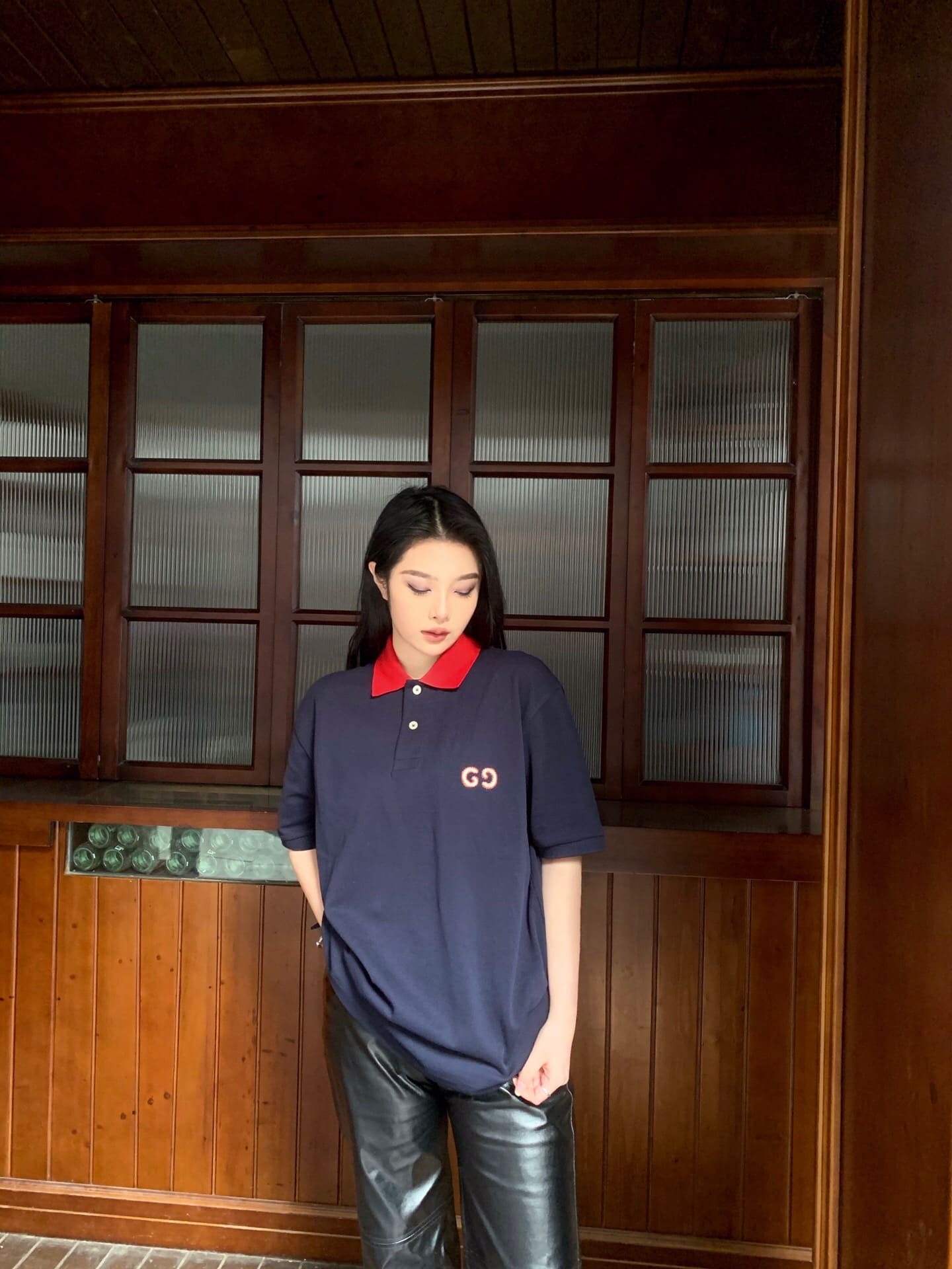 ÁO GUCCI GG POLO SHIRT MÀU XANH ĐẬM UNISEX