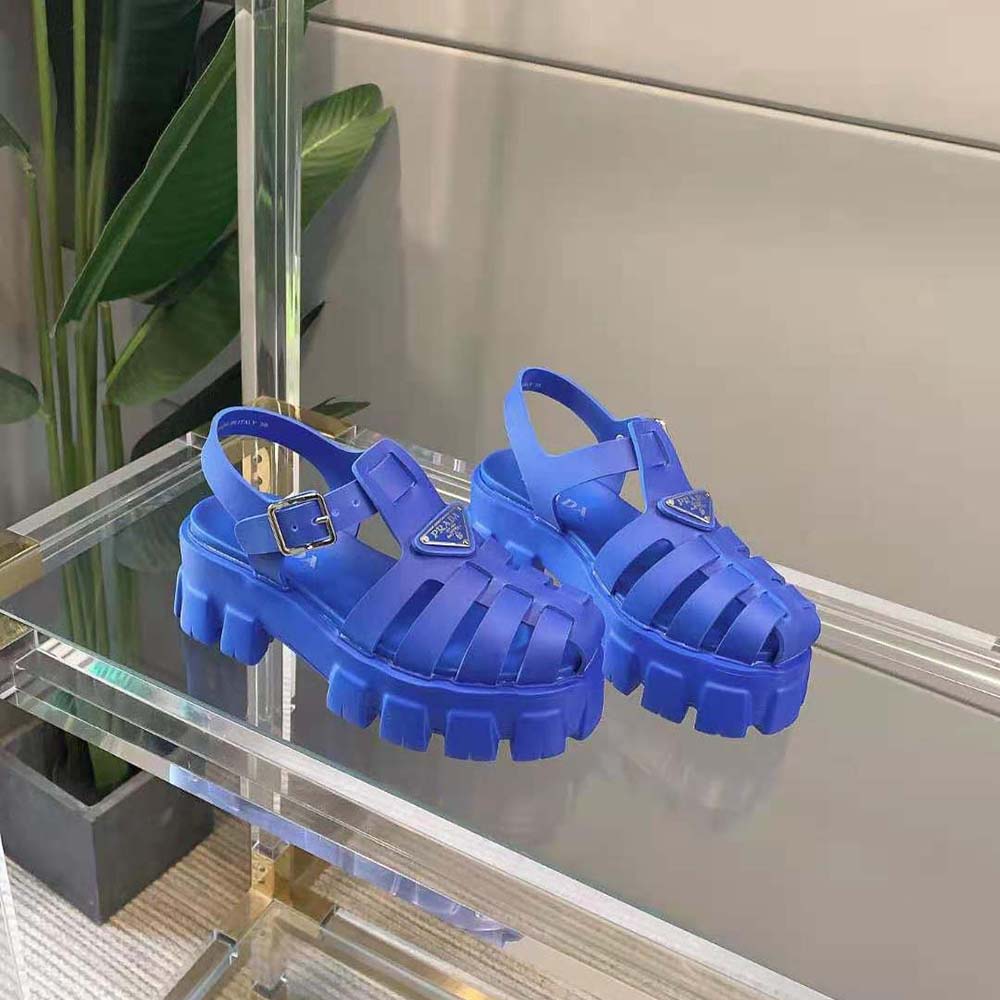 DÉP SANDAL PRADA Foam Rubber Sandals in 55 mm Heel Height-Blue