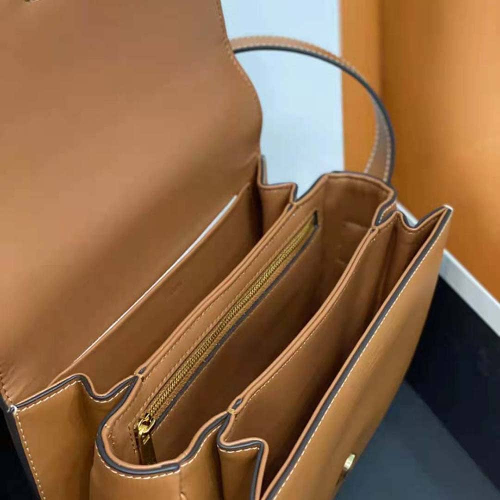 TÚI Celine Women Medium Bag Cuir Triomphe in Natural Calfskin-Brown