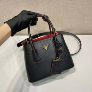 TÚI Prada Women Double Saffiano Leather Mini Bag-Black