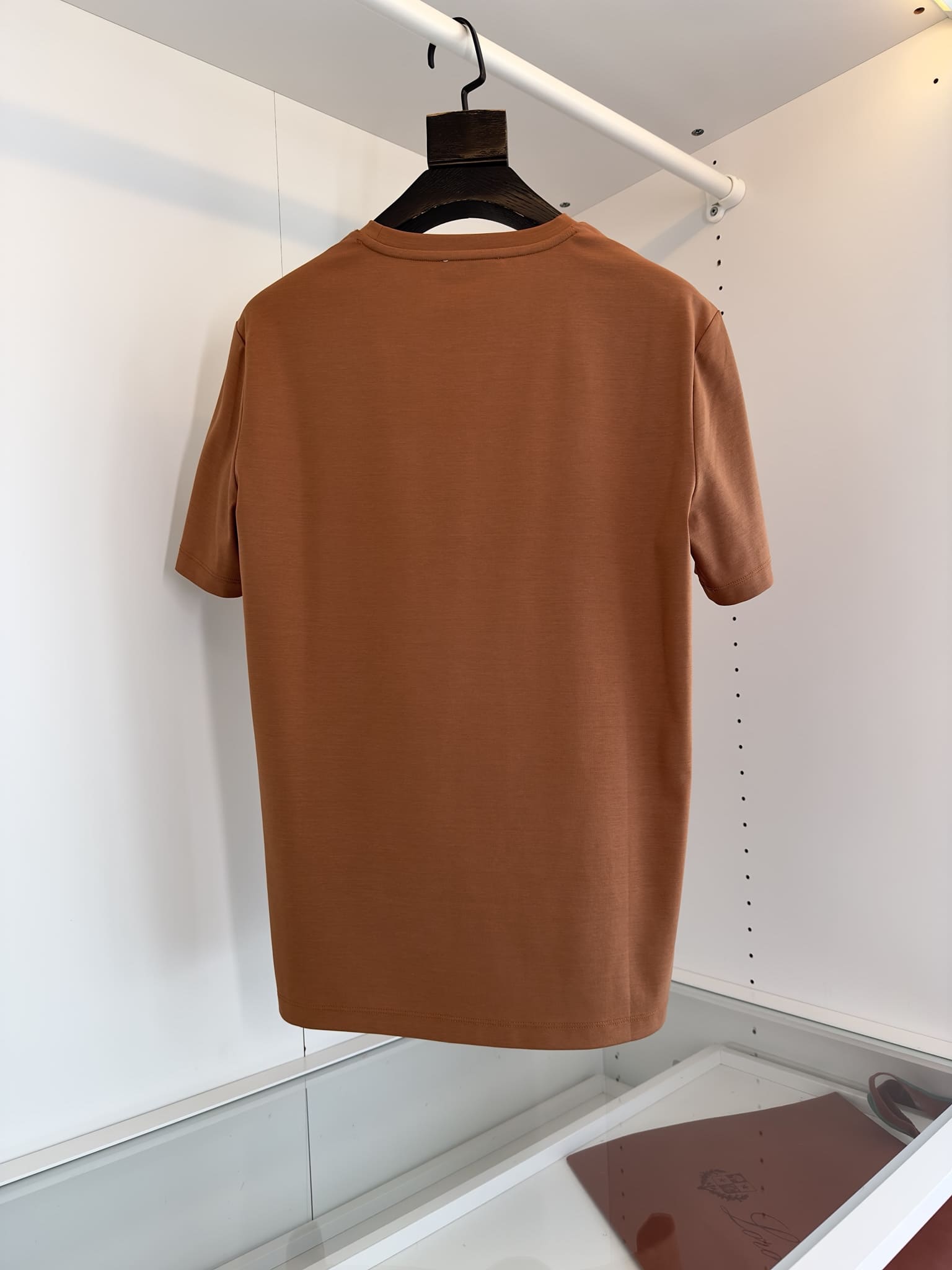 ÁO LORO PIANA LOGO BROWN T SHIRT