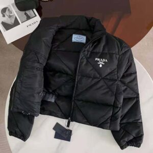 ÁO Prada Women Re-Nylon Gabardine Cropped Down Jacket-Black