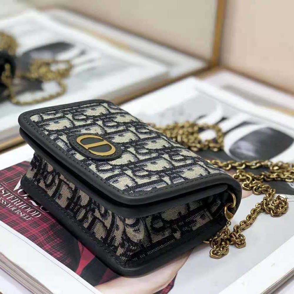 TÚI Dior Women 30 Montaigne nano pouch Blue Dior Oblique Jacquard