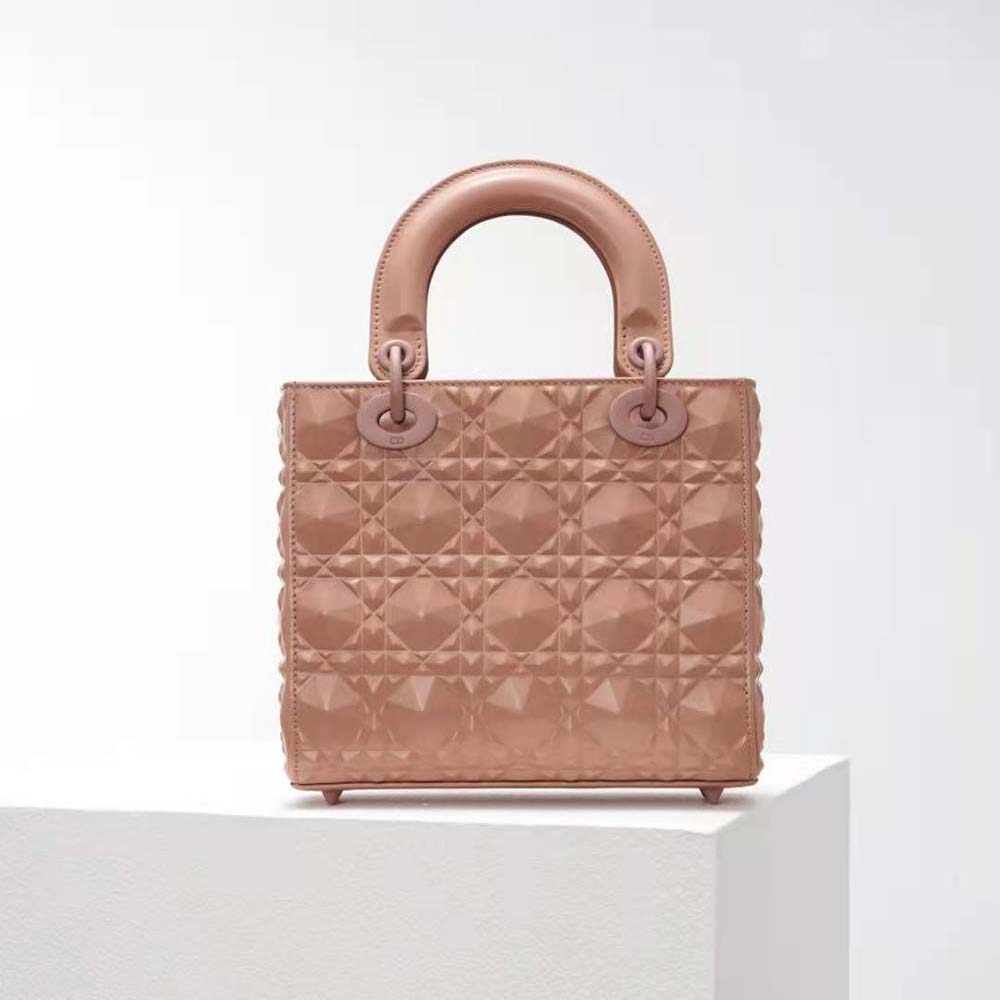 TÚI Dior Women Small Lady Dior my Abcdior Bag Rose Des Vents Cannage Calfskin with Diamond Motif
