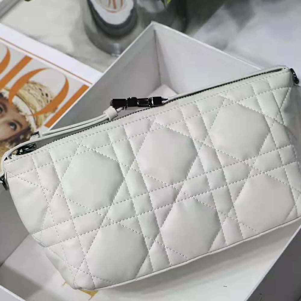 TÚI Dior Women Medium Diortravel Nomad Pouch Latte Macrocannage Calfskin