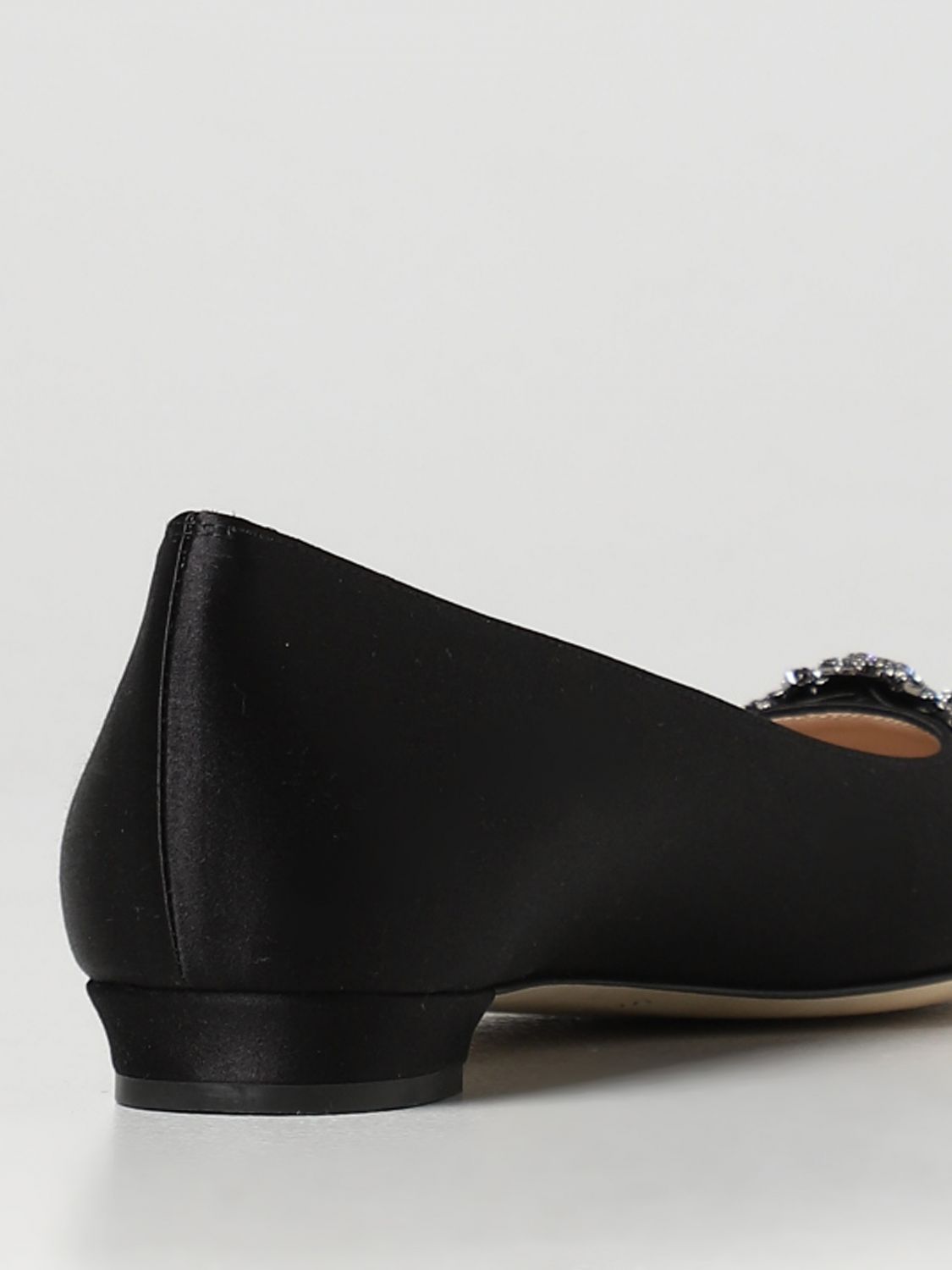 GIÀY MANOLO BLAHNIK Black satin ballet flats shoes