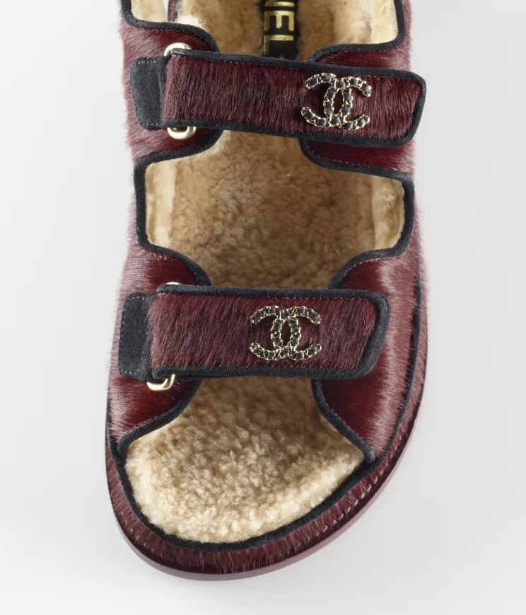 GIÀY CHANEL Calfskin & Suede Calfskin Burgundy & Black da chồn