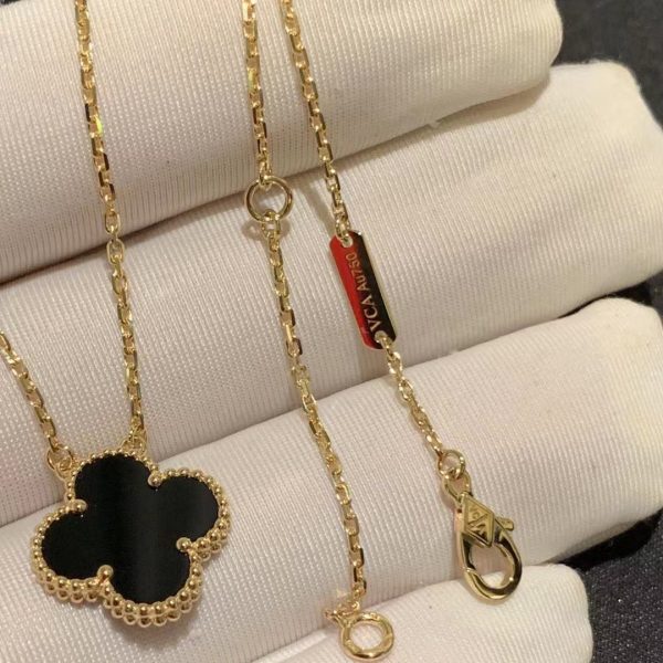 Vòng cổ Van Cleef & Arpels Vintage Alhambra Onyx vàng vàng 18K