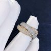 Nhẫn Cartier Gold Full Pave Diamond Trinity 3 Band 18K