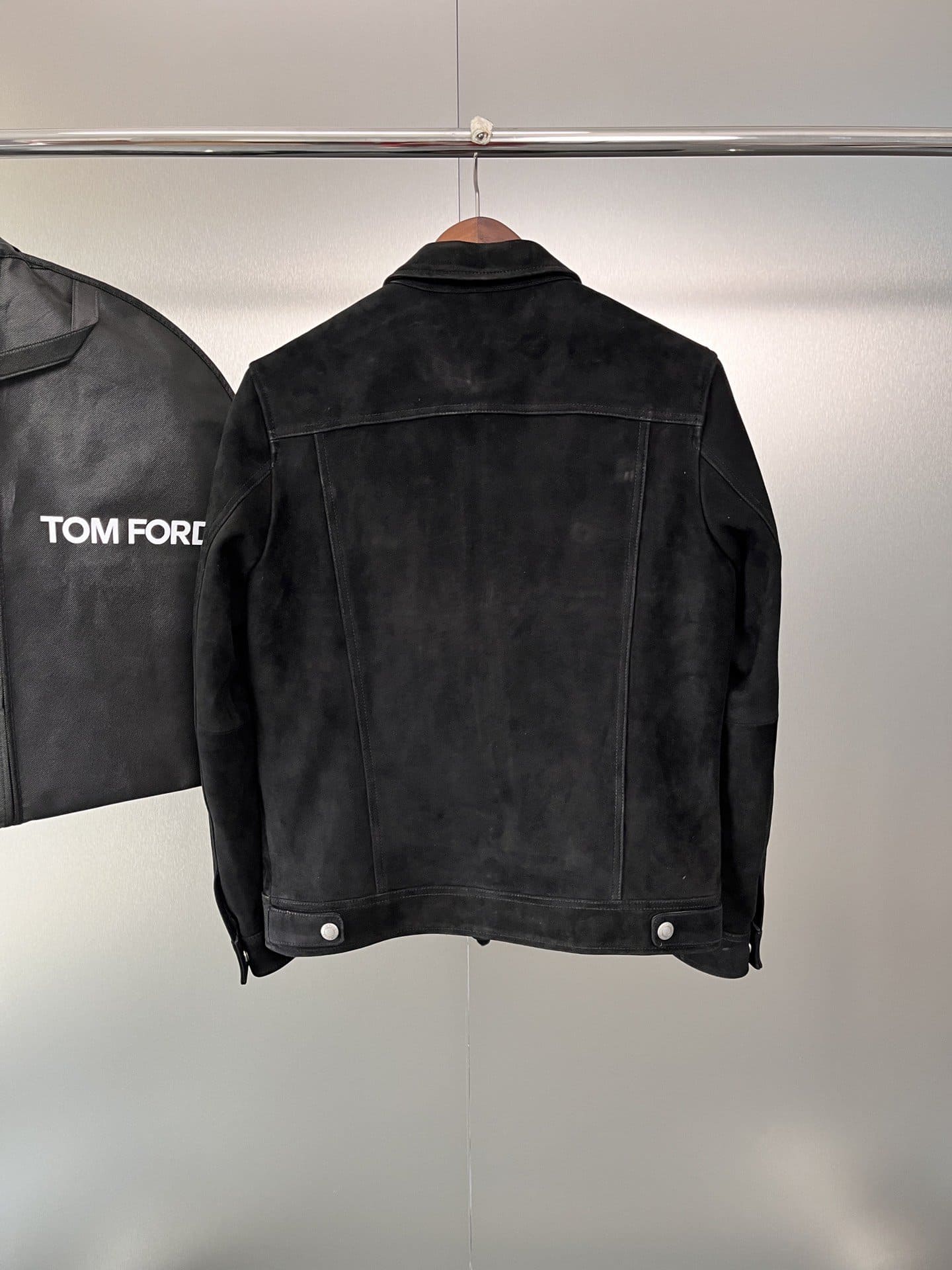 ÁO TOM FORD BLACK SUEDE LEATHER JACKET