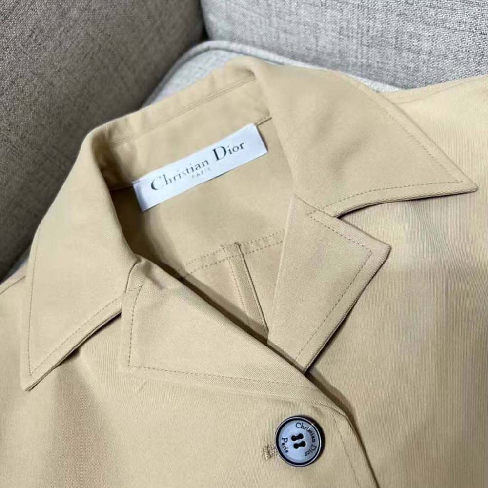 VÁY CHRISTIAN DIOR Dress with Belt Beige Cotton Gabardine