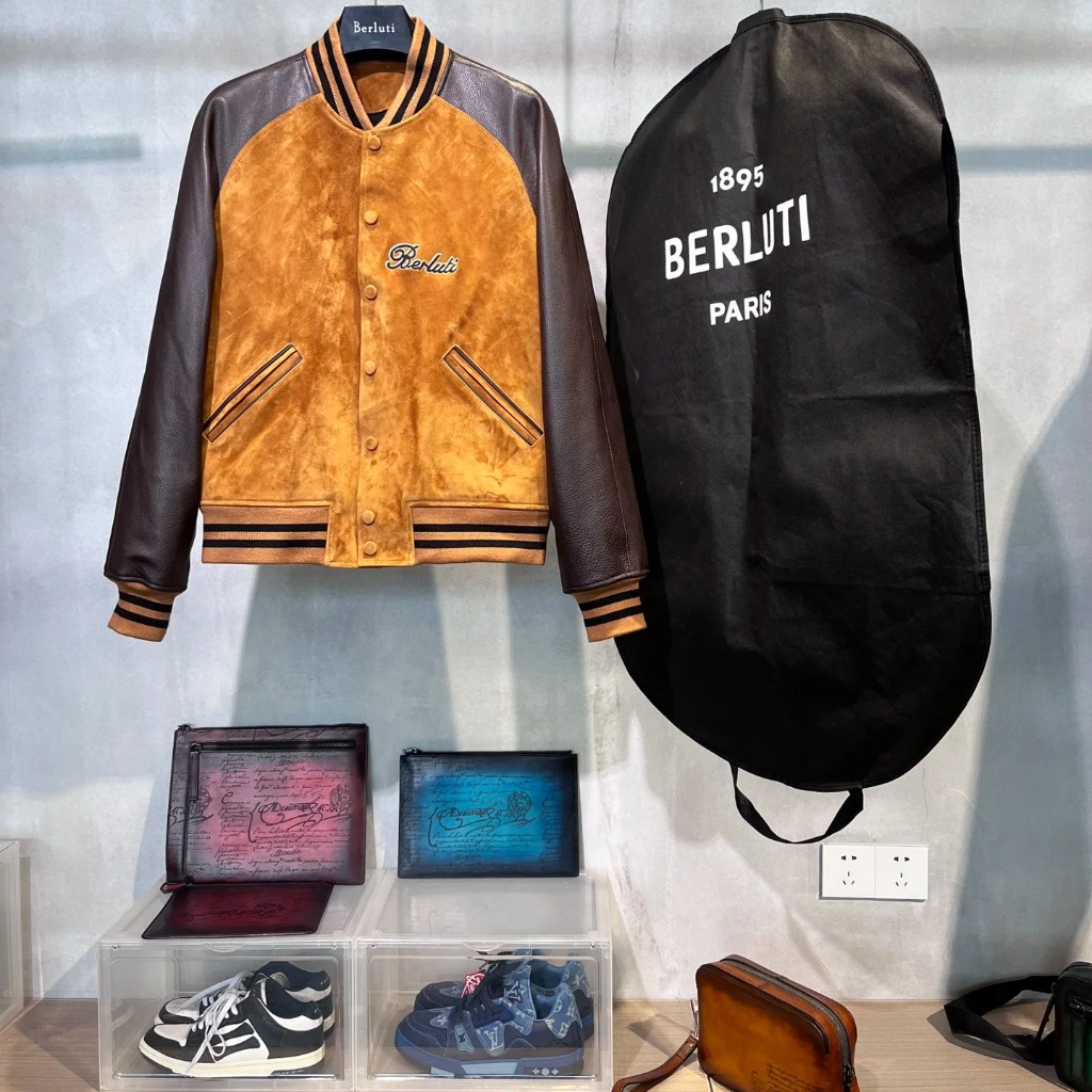 ÁO BERLUTI SUEDE BOMBER LEATHER JACKET