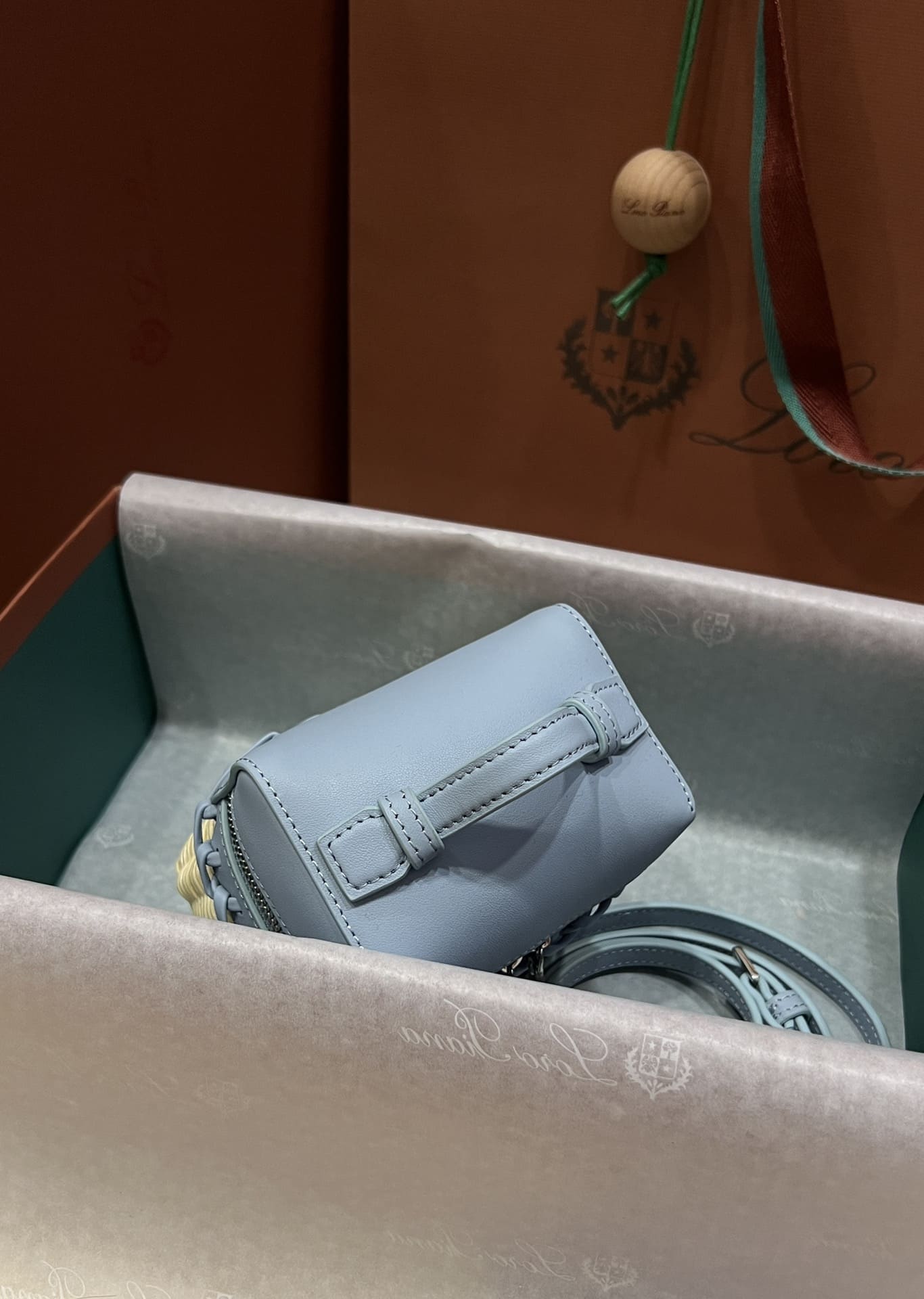 TÚI Loro Piana Women Extra Pocket Cross Body Wicker bằng da bê kết hợp tre đan