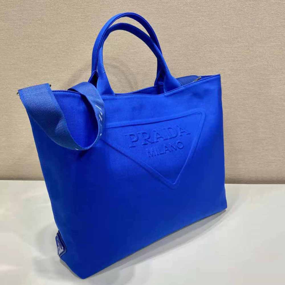 TÚI Prada Women Canvas Tote Bag with Contemporary Take on Classic Beach Designs-Navy