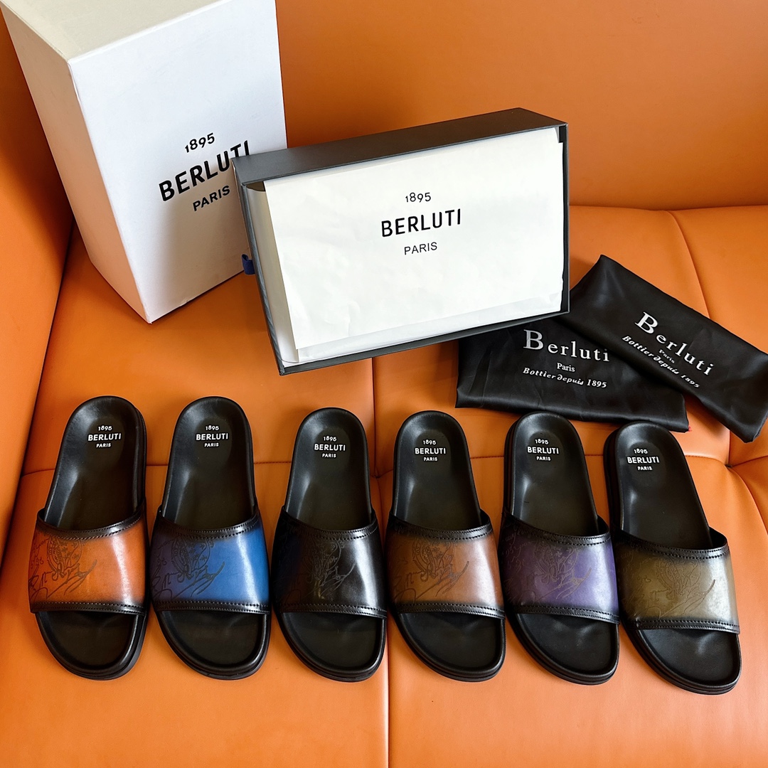 DÉP BERLUTI PATINA LEATHER SLIPPER