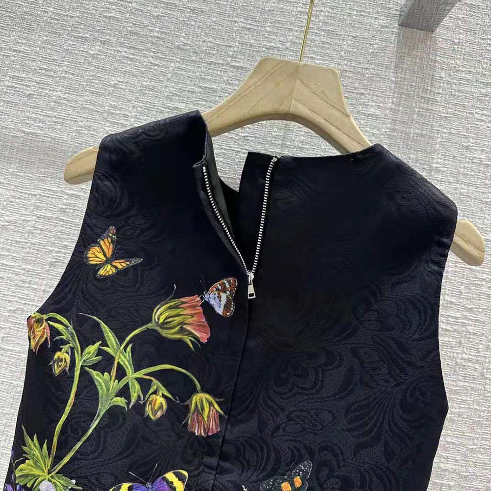 VÁY Dolce Gabbana D&G Rabbit-Print Brocade A-Line Dress