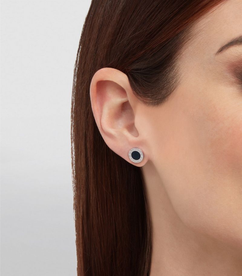 Bông tai BVLGARI White Gold and Onyx BVLGARI BVLGARI Single Stud Earring vàng trắng 18K