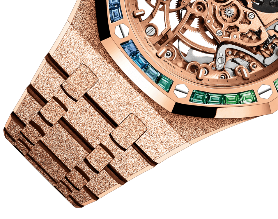 Đồng hồ Audemars Piguet Royal Oak Double Balance Openworked Rose Gold Frosted mặt số màu vàng hồng