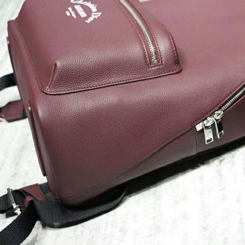 BALO Dior Rider Rucksack in Burgundy Grained Calfskin-Maroon