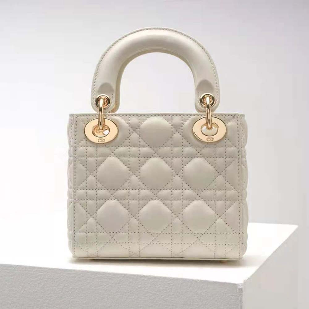 TÚI Christian Dior Mini Lady Dior Bag Latte Cannage Lambskin