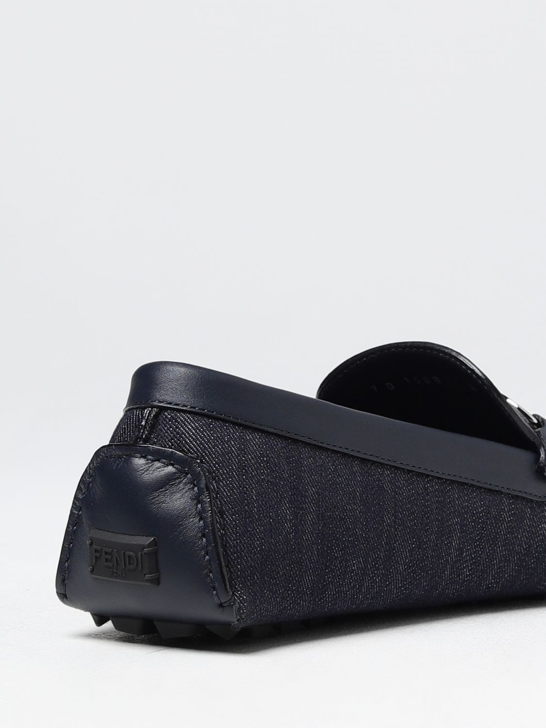 GIÀY FENDI Lock moccasins in denim with jacquard FF monogram