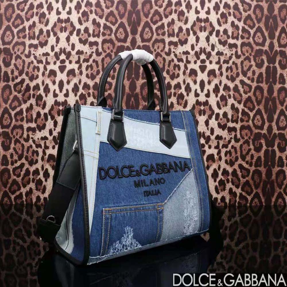 TÚI Dolce Gabbana D&G Women Denim Shopper with Embroidered Logo