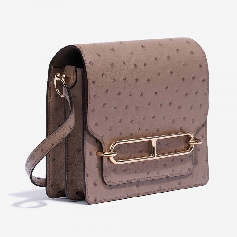 TÚI Hermès Roulis 18 Ostrich Gris Asphalte da đà điểu
