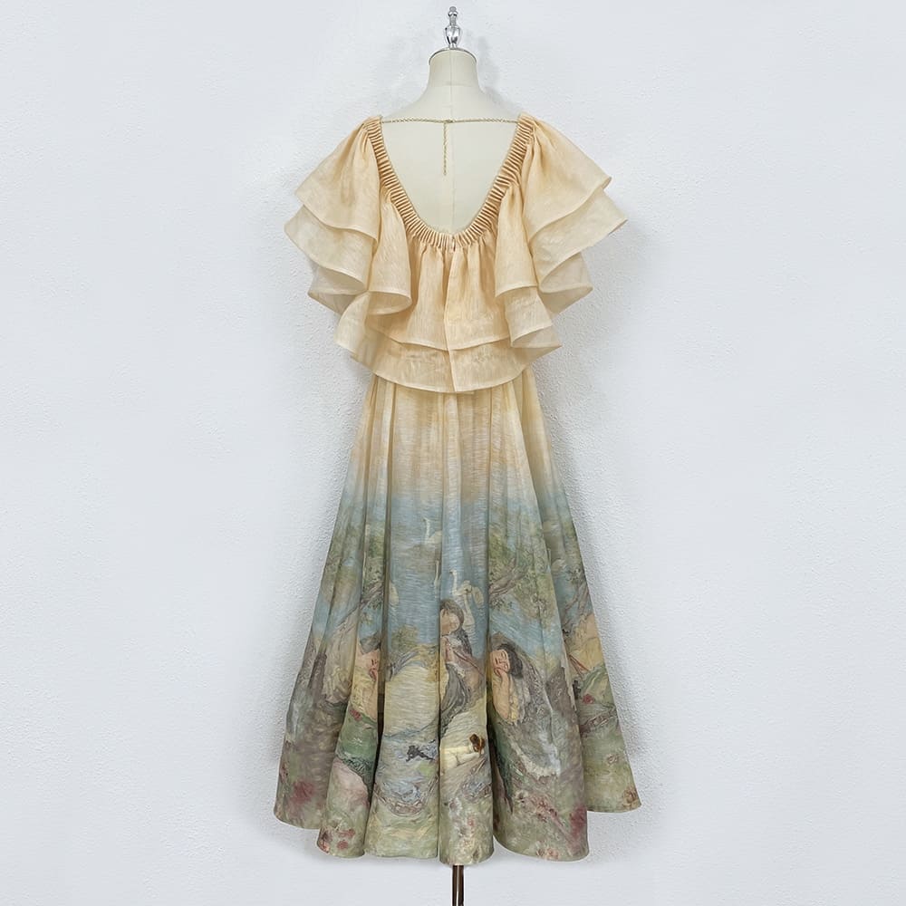 VÁY ZIMMERMANN Vintage Flower Short Sleeve Long Dress High Classy