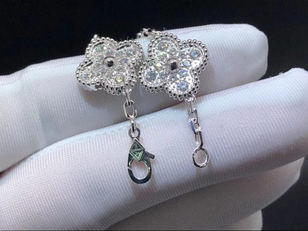 Vòng cổ Van Cleef & Arpels Vintage Alhambra 10 Motif vàng trắng 18K