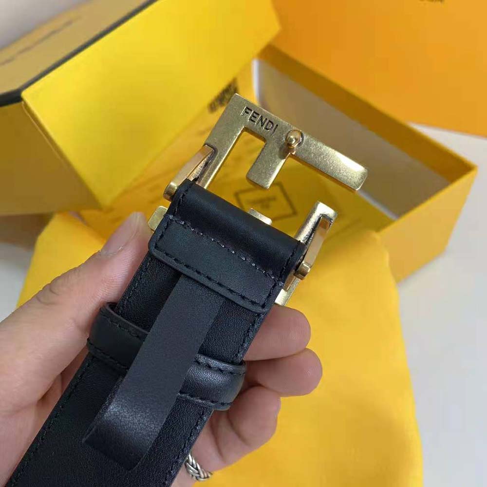 DÂY LƯNG Fendi Belt with Loop and FF Stud Buckle-Black