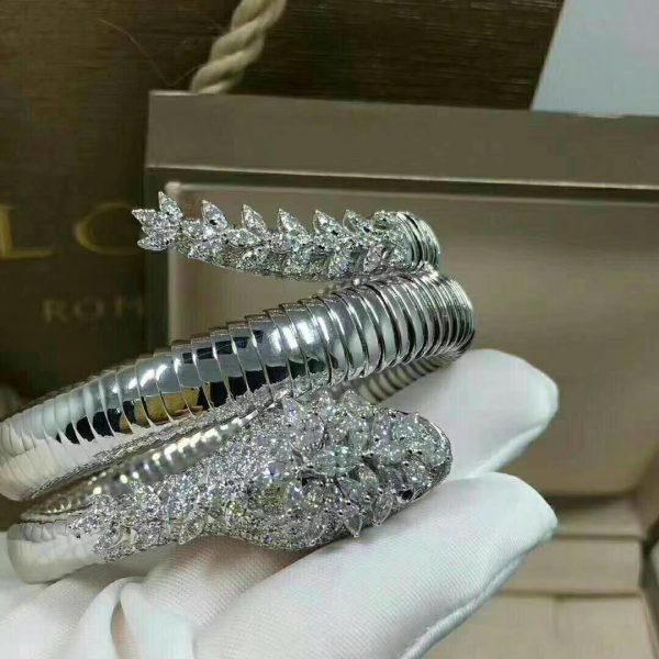 Vòng tay BVLGARI Serpenti hai cuộn vàng trắng 18K
