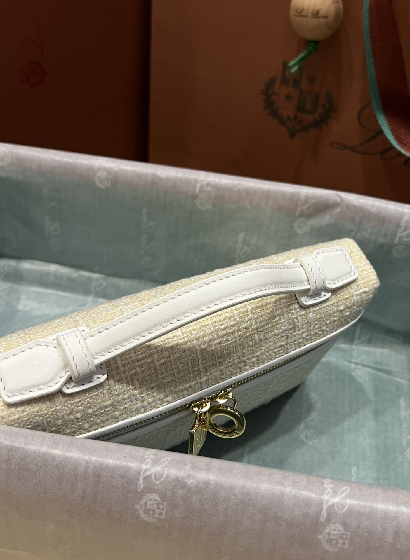 TÚI Loro Piana Women Extra bằng da bê kết hợp vải lanh