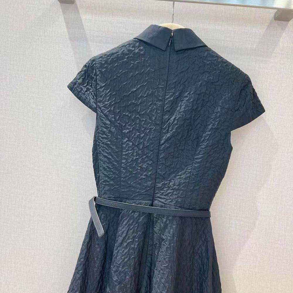 Váy Dior Dress with Belt Black Cloqué Technical Fabric