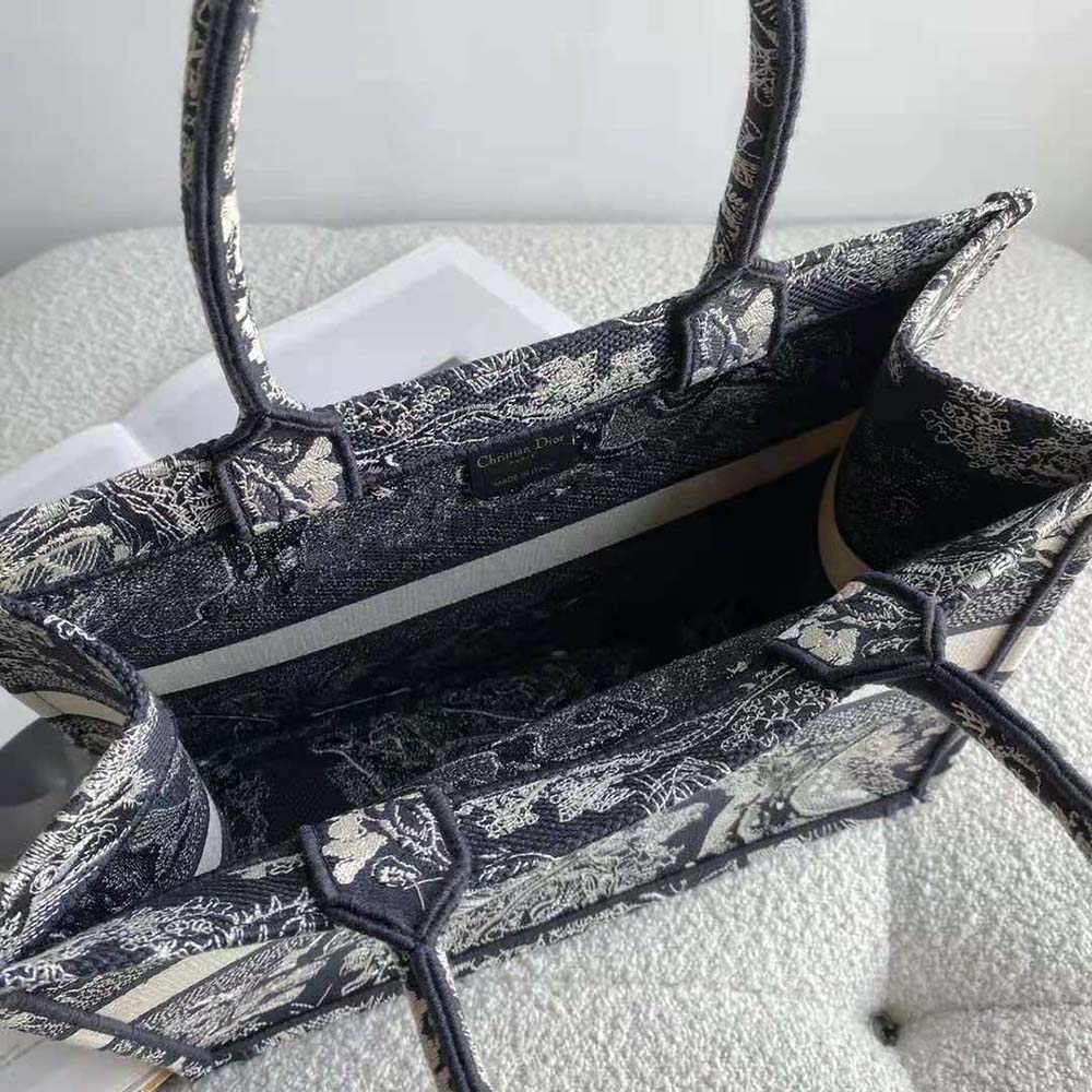 TÚI Dior Women Small Dior Book Tote Blue Toile de Jouy Reverse Embroidery