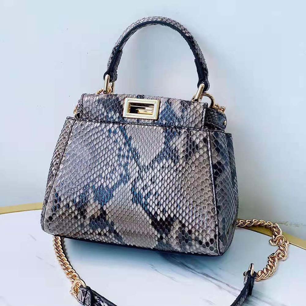 TÚI Fendi Women Peekaboo Iconic Mini Gray Python Bag