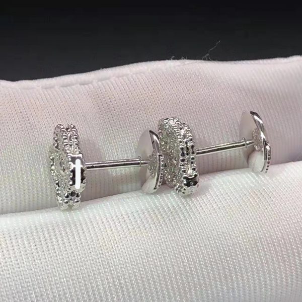 Bông tai Van Cleef & Arpels Sweet Alhambra Kim cương vàng trắng 18K