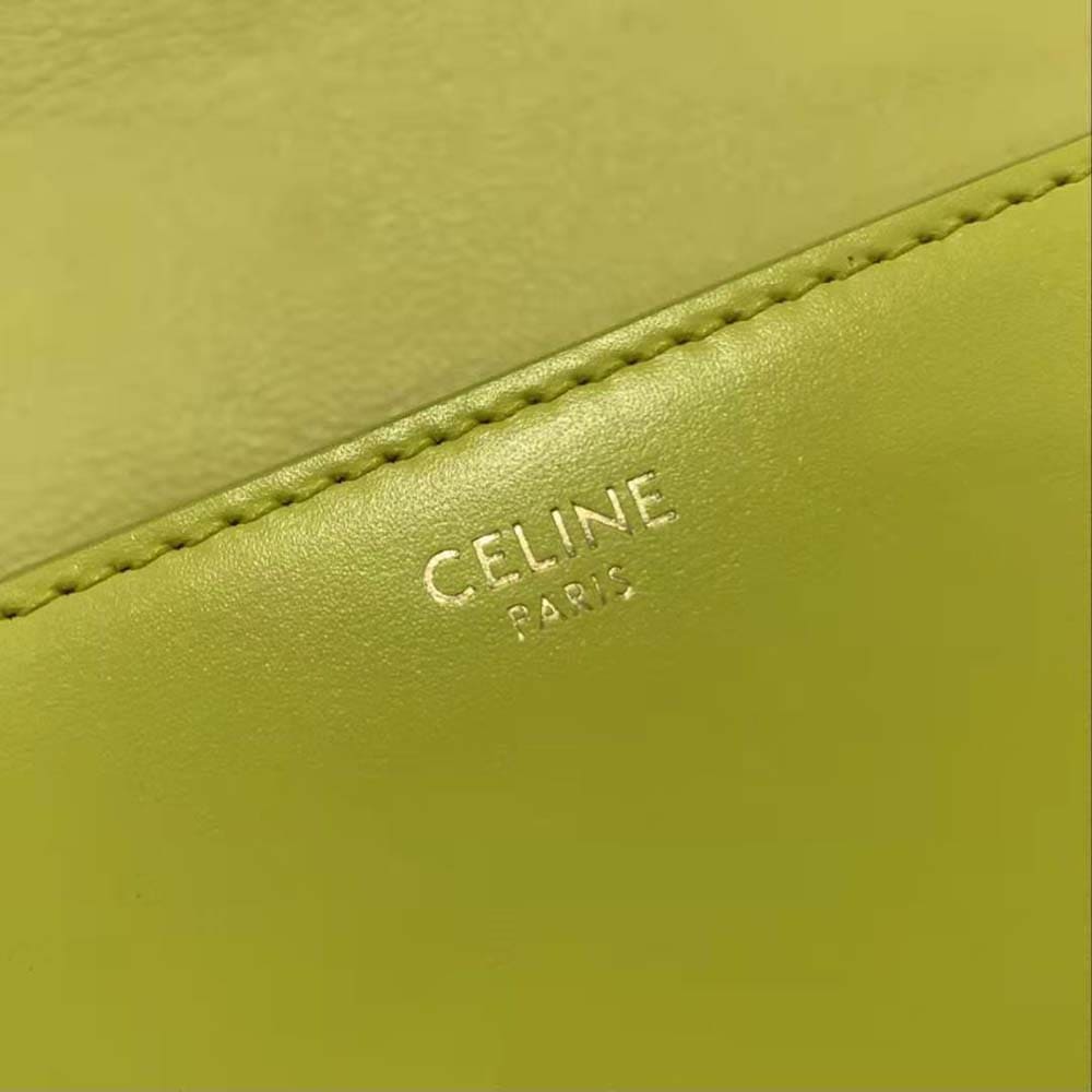 TÚI Celine Women Chain Shoulder Bag Cuir Triomphe in Shiny Calfskin-Yellow