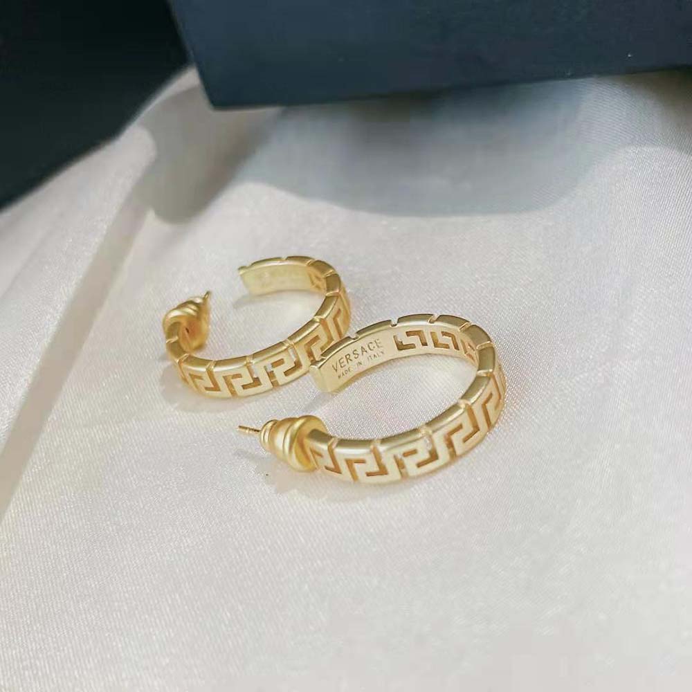 BÔNG TAI Versace Women Small Greca Hoop Earrings-Gold