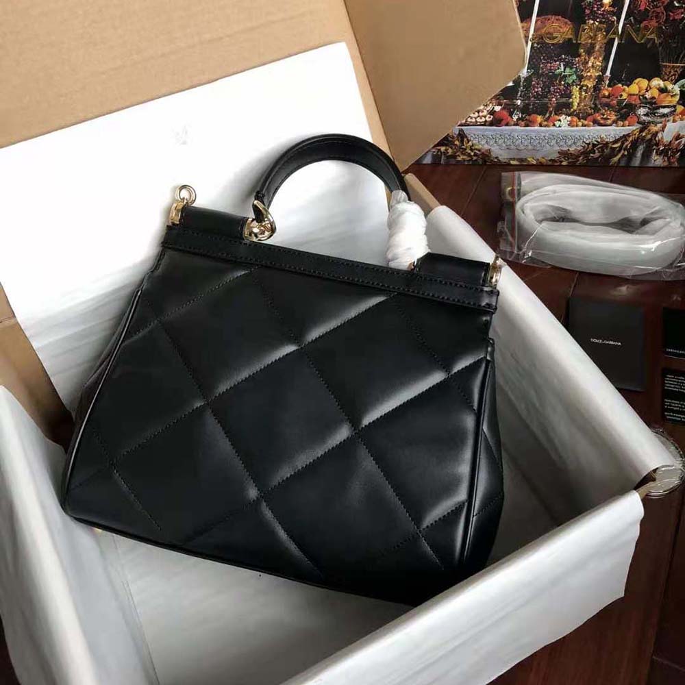 TÚI Dolce Gabbana D&G Women Medium Sicily Bag in Quilted Calfskin-Black