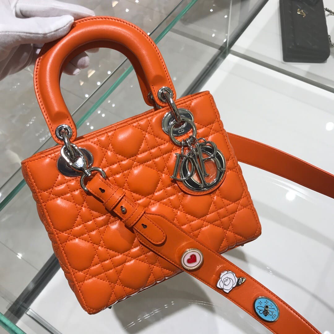 TÚI CHRISTIAN DIOR Lady Dior Bag Orange Cannage Lambskin Top Quality