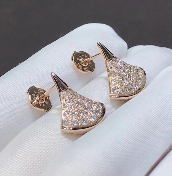 Bông tai BVLGARI Divas Dream Pave Diamonds vàng hồng 18K