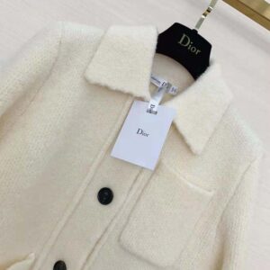 ÁO Dior Women Caro Jacket Ecru Technical Wool Fleece Knit