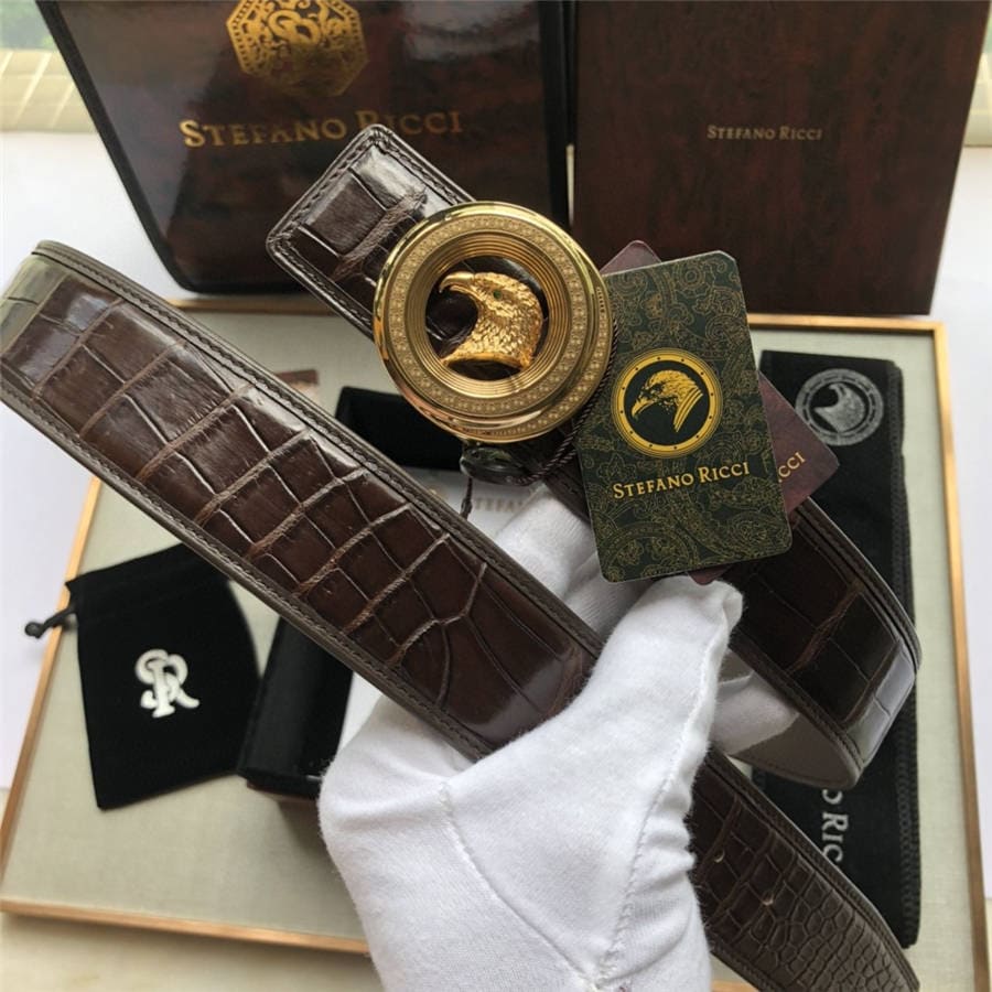 DÂY LƯNG STEFANO RICCI CROCODILE LEATHER DA CÁ SẤU Belt Khóa bạc