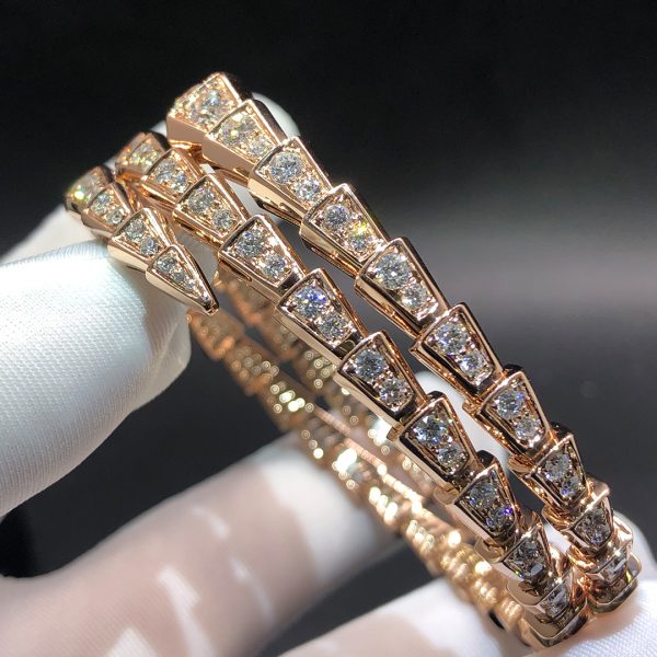 Vòng tay BVLGARI Serpenti hai cuộn vàng hồng 18K