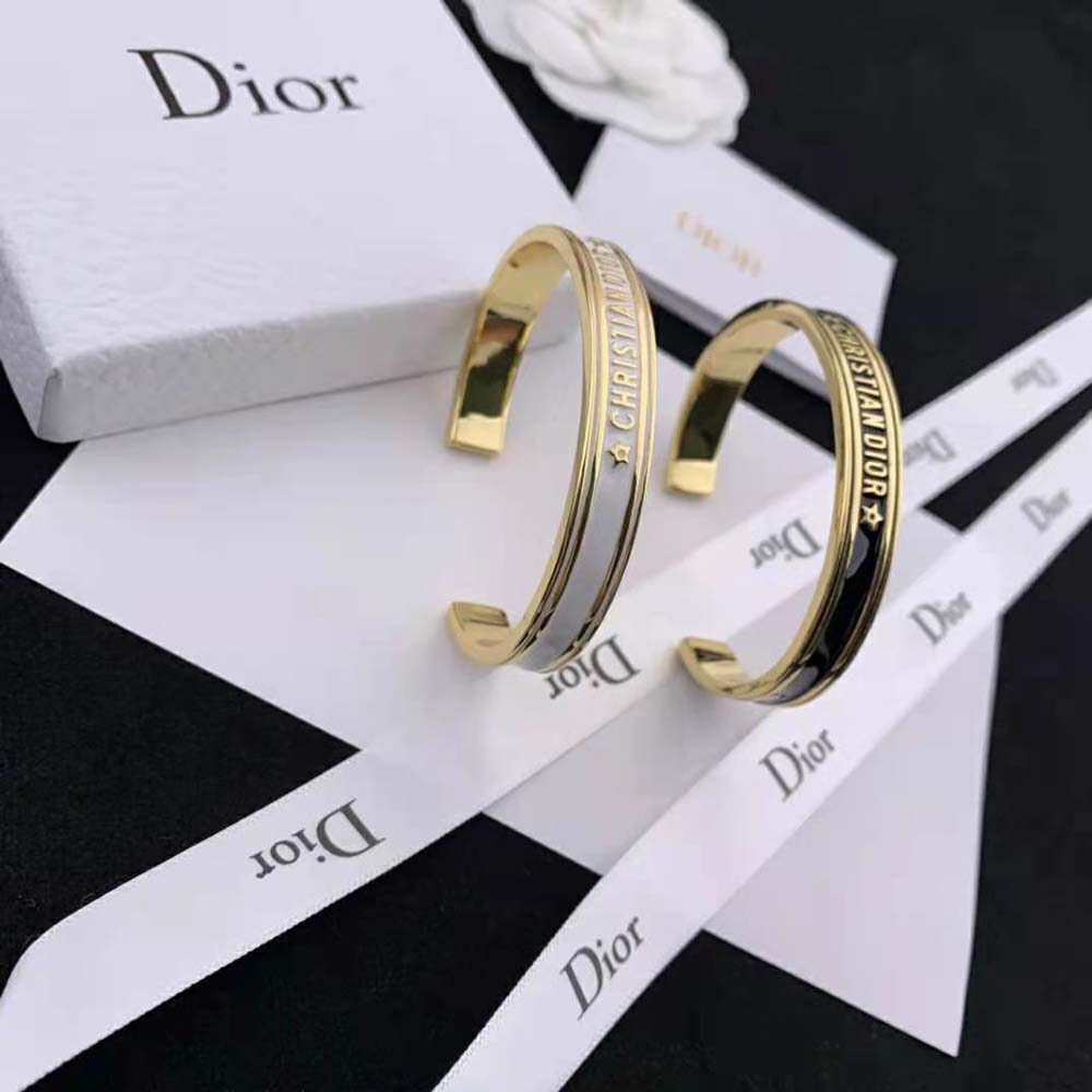 VÒNG TAY Dior Women Code Bangle Gold-Finish Metal and Black Lacquer