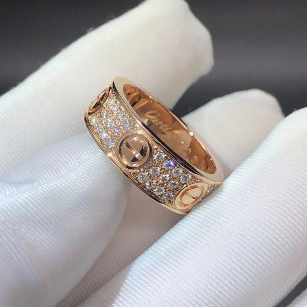 Nhẫn Cartier Love full kim cương vàng hồng 18K