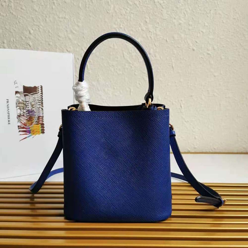 TÚI Prada Saffiano Leather Prada Panier Bag-Navy