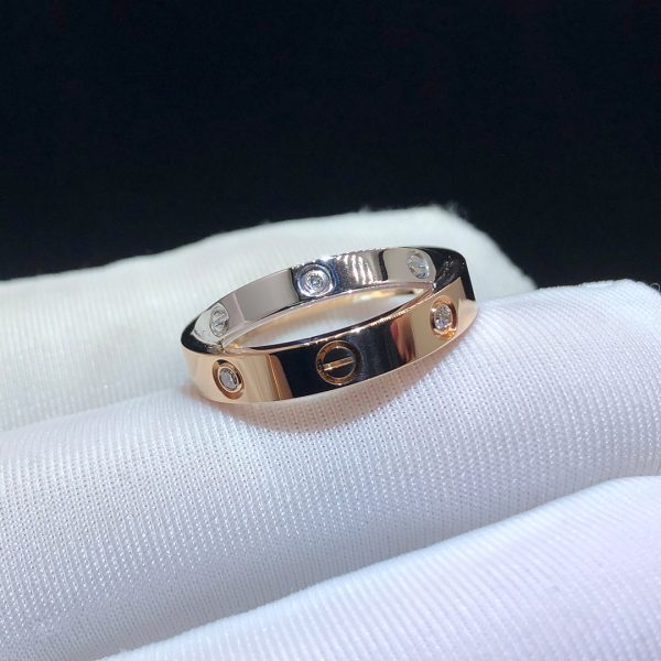 Nhẫn Cartier Love 6 viên kim cương vàng trắng vàng hồng 18K