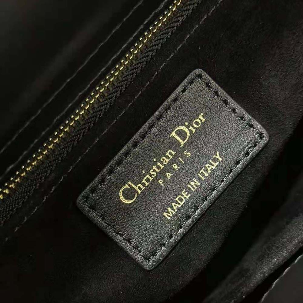 TÚI Dior Women Small Lady Dior Bag Black Cannage Lambskin with Gold-Finish Butterfly Studs
